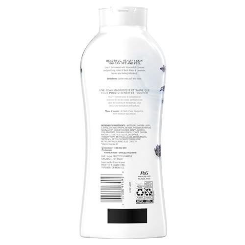 Olay Body Wash for Women, Fresh Radiance, Refreshing & Renewing, Made with Plant Based Cleansers, B3 Botanical Complex, For All Skin Types, Birch Water & Lavender Scent, 22 fl oz (Pack of 4)