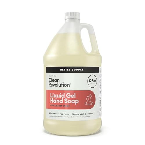 Liquid Gel Hand Soap Refill Geranium Mint - 128 Fl Oz, Moisturizing & Sulfate-Free, Essential Oils, Bulk Pack with Variation GEL - Geranium Mint / 128 Fl Oz