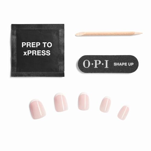 Short Round French Tip Press-On Nails - Merci on Me, 30 Count with Sticky Tabs