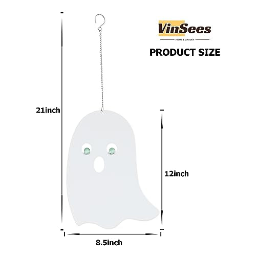 Halloween Metal Ghost Hanging Decorations Set of 3 with Glowing Eyes for Yard Porch Outdoor Indoor - Ghosts Variation