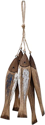 7.5 Inch Wooden Fish Wall Decor Nautical Hanging Wall Art - Coastal Home Decoration