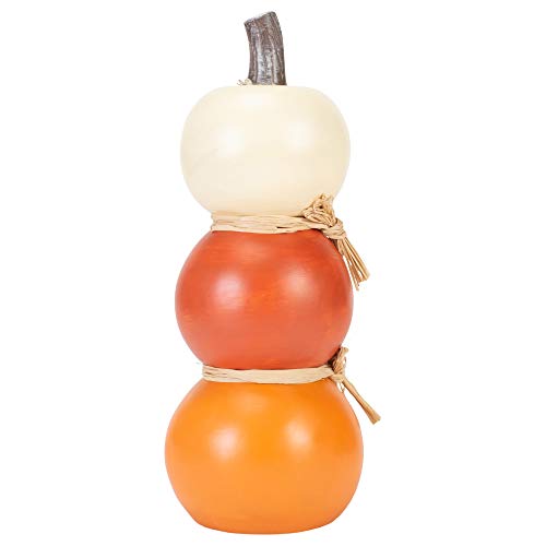 Stacked Jack-O-Lantern LED Resin Figurine - Halloween Decor, 12 Inches