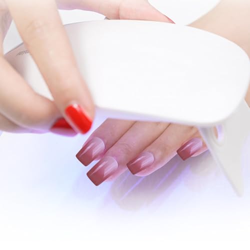 Semi Cured Gel Nail Strips Kit3 Gradient Burgundy - 16 Pcs Nail Wraps & File
