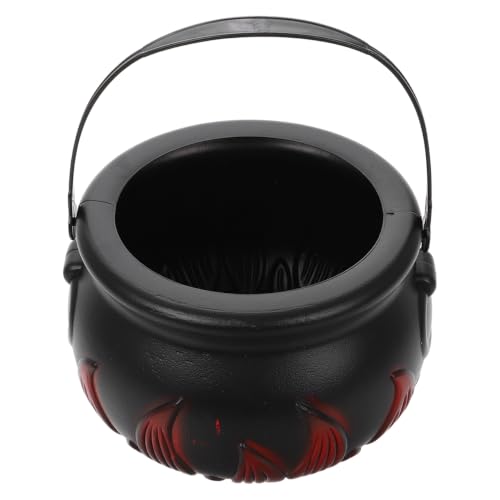 Halloween Plastic Cauldron Bucket - 8-Inch Witch Pot Candy Bowl for Trick or Treat