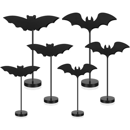 Halloween Wooden Bat Decor - Black 6 Pieces Table Decorations for Home & Party