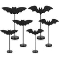 Halloween Wooden Bat Decor - Black 6 Pieces Table Decorations for Home & Party