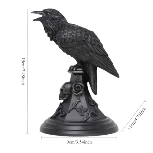 Gothic Raven Candle Holder Halloween Decoration Skull & Crow Statue