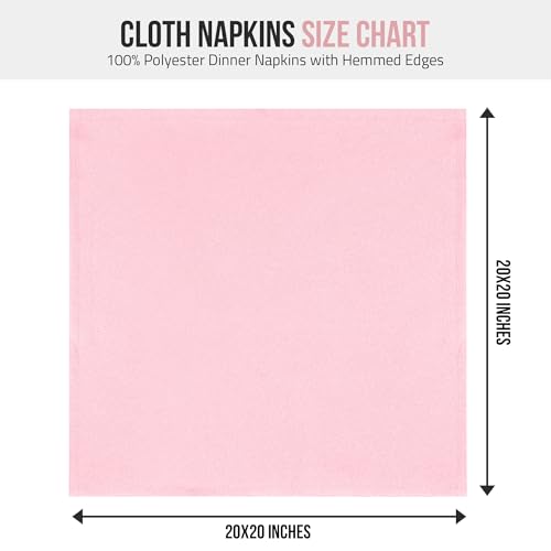 Pink Cloth Napkins Set of 12 - 20x20 Inches, 100% Polyester, Elegant Dinner Table Linens