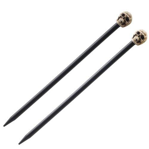 Gothic Skull Hair Sticks 2-Pack - Halloween Cosplay Bun Holders for Women