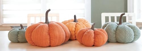 Large Fabric Pumpkin Decor - Terracotta Orange for Fall Halloween Thanksgiving - Tabletop Mantel Shelf Decoration