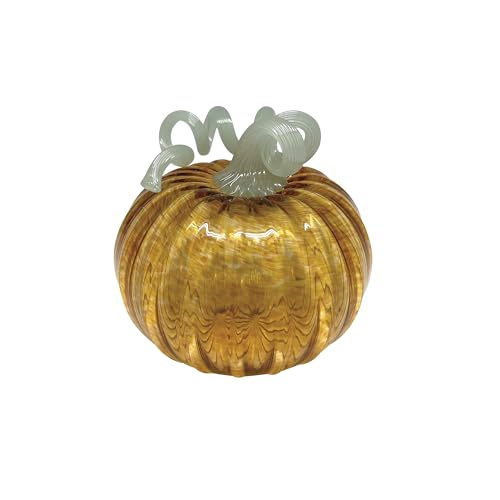 Handmade Amber Glass Pumpkin Decor - Medium Autumn Decorative Piece
