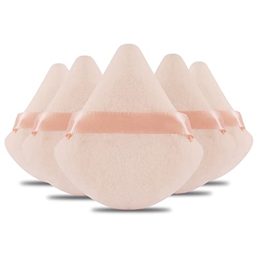 Nude Powder Puff Set - 6 Triangular Makeup Sponges for Flawless Face & Body Makeup