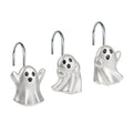 Ghost Shower Curtain Hooks Set - Silver Halloween Bathroom Decor, 12 Pieces