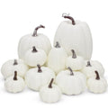 Artificial White Pumpkins Set - Fall Autumn Decor for Halloween Thanksgiving