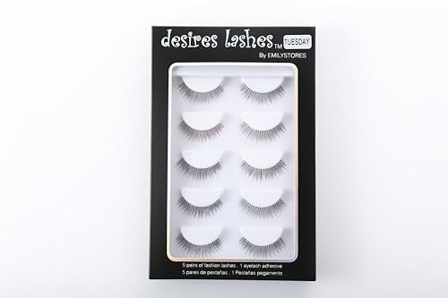 False Eyelash Natural Wispy Fluffy Strip Style - Tuesday Variation 5 Pairs