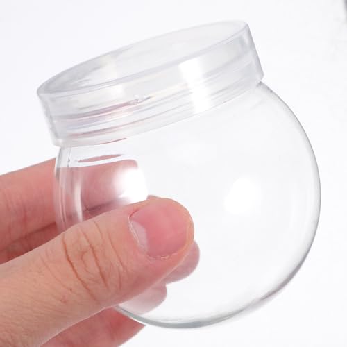 Snow Globe Kit with Screw-Off Caps and Fake Snow - 10 Pcs, 7.30x6.70x6.70cm - Clear Plastic Ornaments for Holiday Crafts
