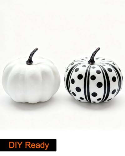 3 Inch White Foam Pumpkins Set of 8 - Fall Harvest Decor & Craft Supplies