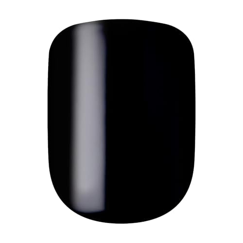 Press-On Black Nails Kit - 33 Piece Short Squoval Gel Finish with Application Tools - Variation of All Black