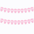Pink Skull Garland Banner Felt Halloween Decoration - Reusable Party Decor