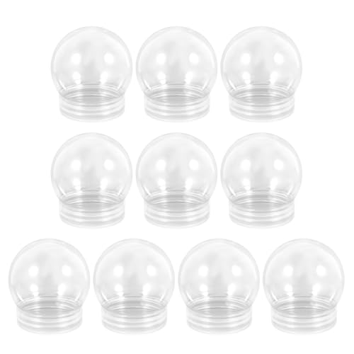 Snow Globe Kit with Screw-Off Caps and Fake Snow - 10 Pcs, 7.30x6.70x6.70cm - Clear Plastic Ornaments for Holiday Crafts