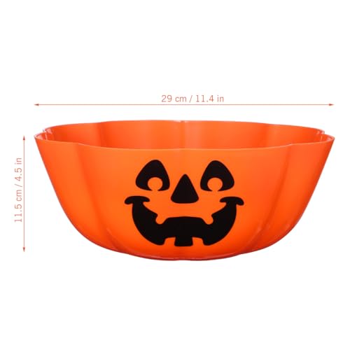 Large Halloween Trick or Treat Candy Bowl Pumpkin Decor Plastic Orange 11.6in