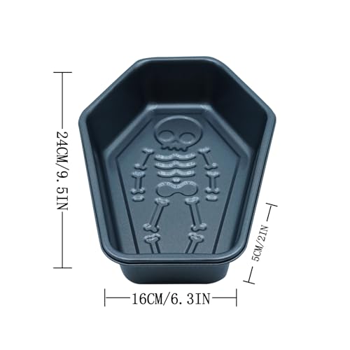 Halloween Skeleton Cake Pan - 3D Coffin Mold for Baking, Non-Stick Aluminum