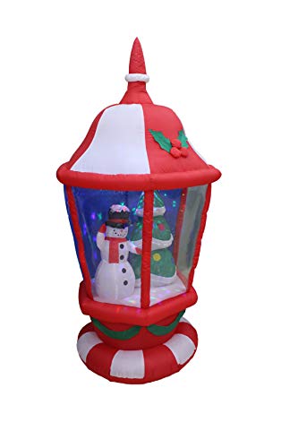6 FT Outdoor Inflatable Christmas Lantern with Snowman & Tree, Color-Changing LED