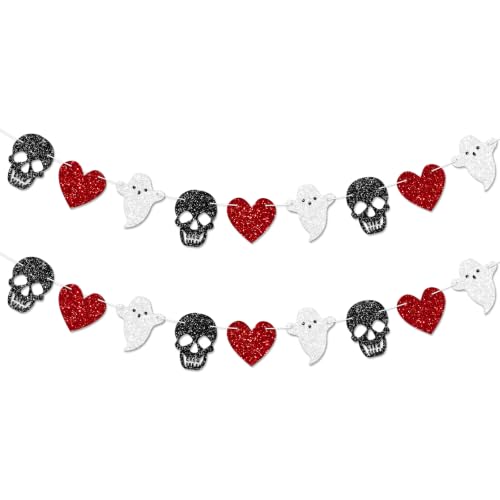 Halloween Skull Ghost Garland Set - Black & Red Gothic Party Decorations