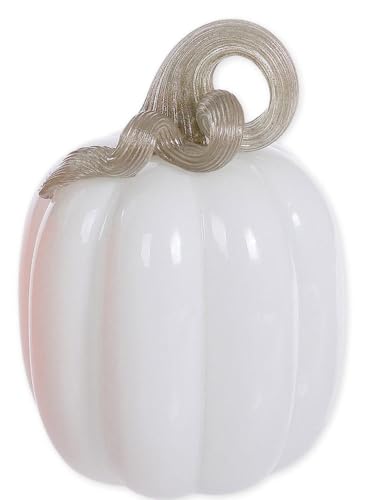 White Glass Pumpkin Decor - Elegant Autumn Figurine for Fall Home Decor