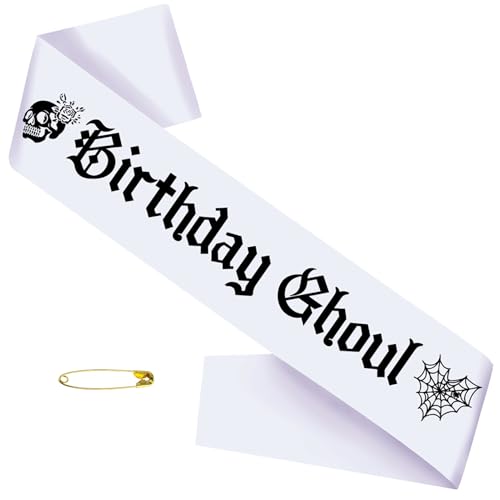 Black Glitter Birthday Ghoul Sash for Halloween & Gothic Parties