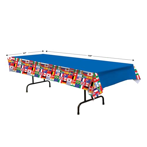 International Flag Table Cover Set - 2 Pack 54 x 108 Inches Multicultural Party Decorations