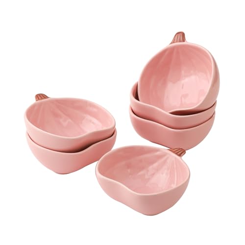 Pink Pumpkin Ceramic Ramekins Set of 6 - 4.5 Inch, 6 Oz Mini Bowls for Baking & Serving
