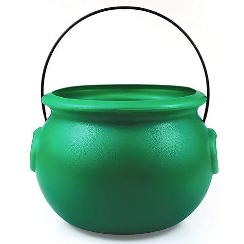 Green Cauldron Pot for St. Patrick's Day & Party Decorations - 8 Inch Plastic