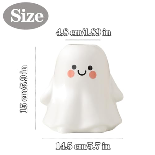Halloween Ghost Vase - Ceramic Ghost Bucket Vase for Flowers & Decor - Bright Surface - 5.9 Inch
