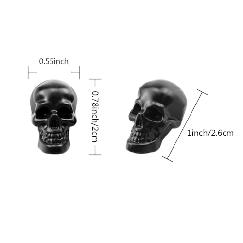 Small Black Plastic Skull Decor – Halloween Skeleton Heads for Crafts & Party Decorations