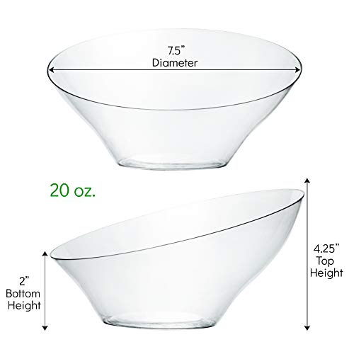 Disposable Medium Clear Angled Plastic Serving Bowls - Pack of 4