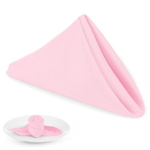 Pink Cloth Napkins - 8 Pack 17x17 Inches Reusable Polyester Tableware
