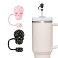 Halloween Skull Straw Toppers for Stanley Cup - Black & Pink, Heifen