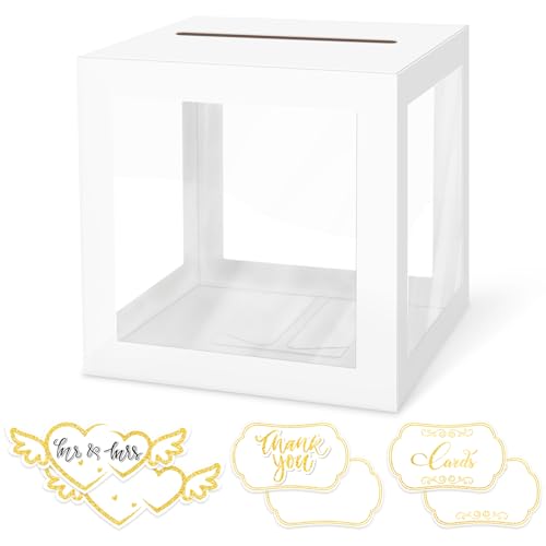 White Card Box Transparent Wedding Gift Card Box with 6 Cards - Variation of THIS listing