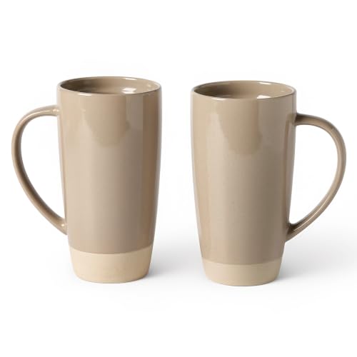 Milkyway Cinnamon Brown Coffee Mug Set of 2 - 20oz Large Ceramic Mugs, Rustic Glaze