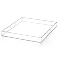 Extra Large Clear Acrylic Ottoman Tray 24x24 Inch with Handles - Over-Sized Serving & Decorative Organizer