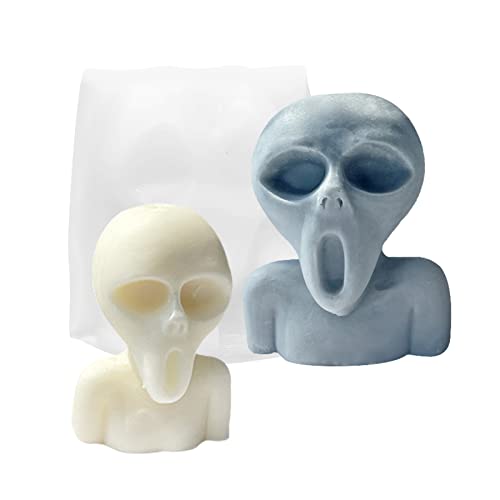 Alien Face Candle Mold Silicone for DIY Halloween Resin Wax Plaster Crafts