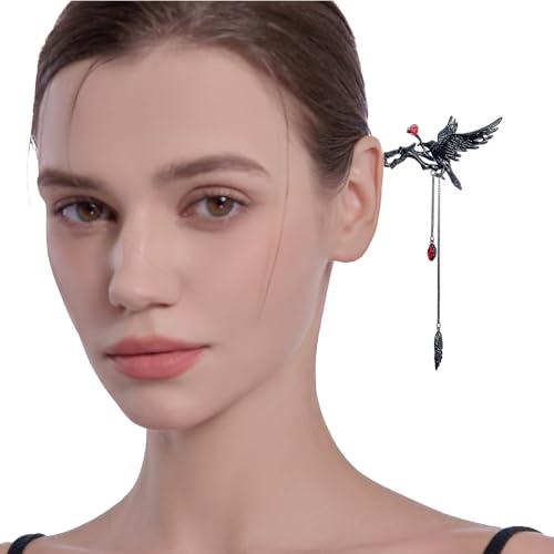 Goth Style Crow Hairpin for Women Long Hair Accessory - M3361 Variation of THIS listing