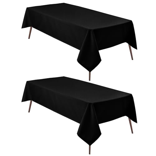 Black Rectangular Tablecloth 70x120 Inch - 2 Pack Waterproof Polyester