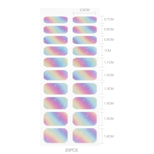 Rainbow Glitter Semi Cured Gel Nail Strips - Easy DIY Nail Art Wraps