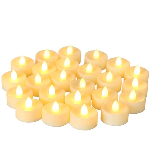 24 Battery-Operated Flameless LED Tea Light Candles Warm White - Safe Decor