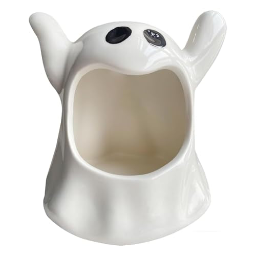 Ghost Shaped Ceramic Candy Bowl - Halloween Candle Holder & Organizer - Variation: Ghost