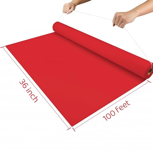Disposable Aisle Runner 3x100 Feet - Red Wedding Carpet with Nails & Adhesive - Round Variation