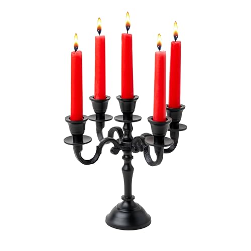 Black Matte 5 Arm Baby Candelabra - 8 Inch Taper Candle Holder for Weddings & Home Decor