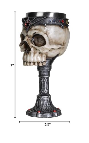 Gothic Skull Wine Goblet with Removable Stainless Steel Insert - Handcrafted 7 fl oz